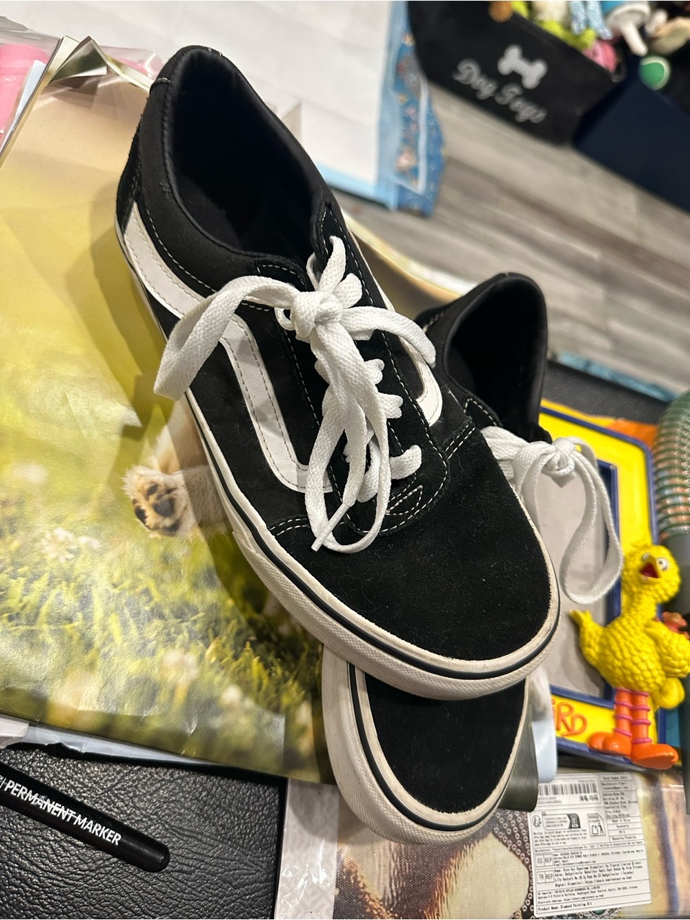 Vans Black and White Old Skool Low-Top Sneakers